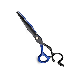 Tijeras de corte de pelo de peluquero de salón profesional de alta calidad, cuchillas de acero inoxidable, suministros de salón de belleza negro y azul de 6,0" - Product Image 1