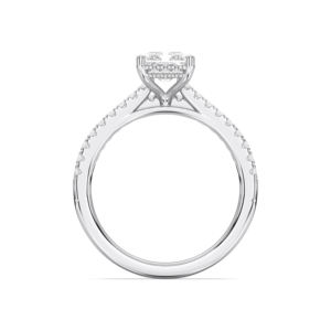 2.55 Ct E-F/VVS-VS (centre 2.00 Ct) Bague de fiançailles en diamant Moissanite coupe radieuse et ronde avec bande assortie en platine 950 - Product Image 4