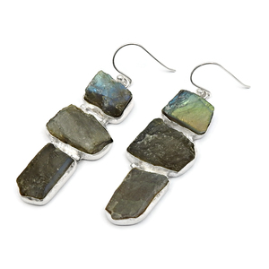 Vente chaude bonne qualité 925 argent Sterling naturel Labradorite pierre précieuse conception Unique balancent boucle d'oreille pour femme fille bijoux - Product Image 1