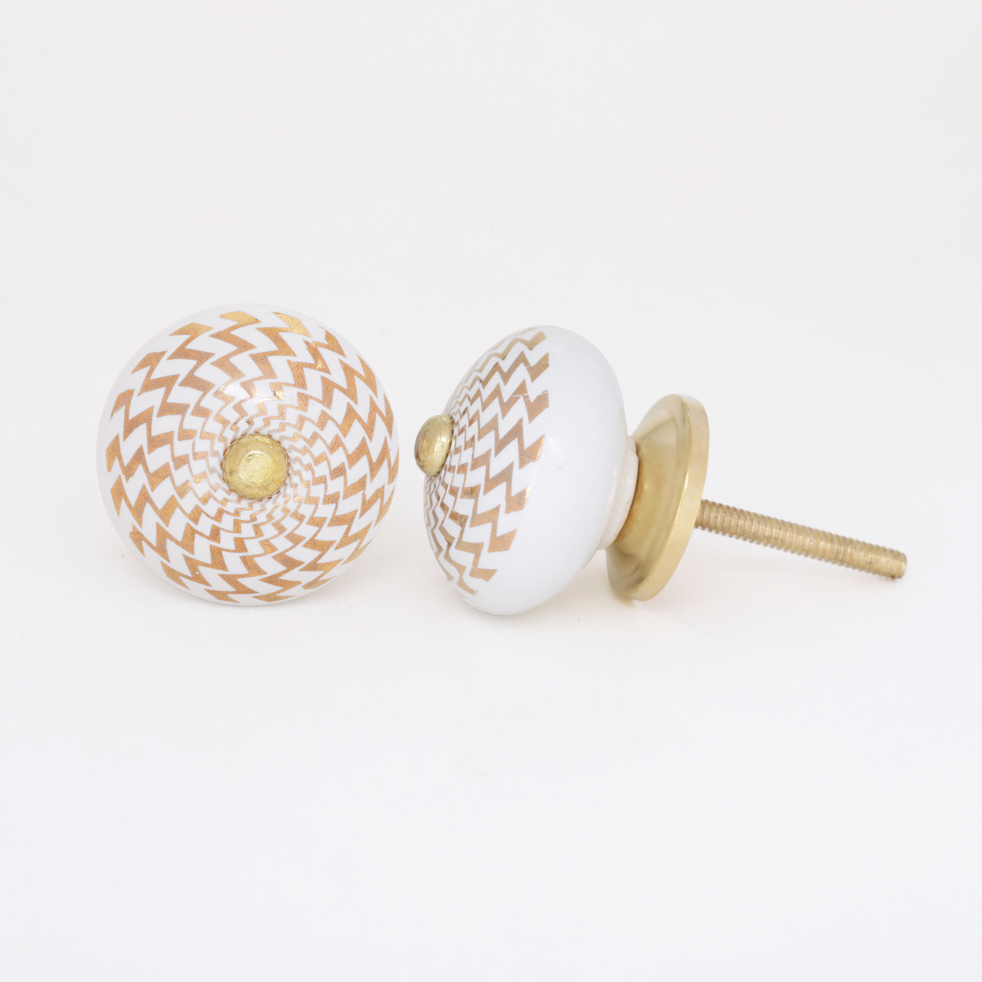 White base with gold chevron detailing