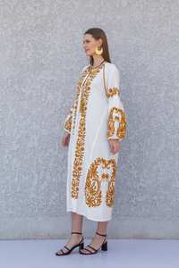 2025 nouveau Boho Hippie caftan femmes à manches longues coton Maxi robe Sexy ample étage longueur robe de plage pour les vacances motif solide - Product Image 3