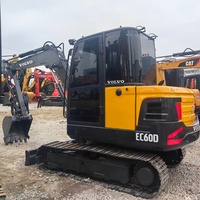 Excavatrices hydrauliques miniatures VOLVO EC60D d'occasion de haute qualité, 6 tonnes, Volvo 60 EC60D, excavatrice sur chenilles avec moteur, boîte de vitesses, pompe