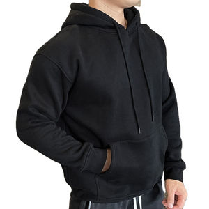 Sweat à capuche 100% coton avec cordon de serrage de haute qualité pour hommes Pull à capuche lourd Logo personnalisé Terry Blank Men Pullover Hoodies - Product Image 1