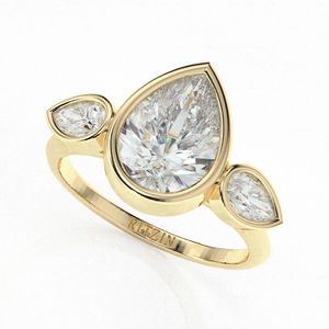 Anillo de Compromiso de Tres Piedras con Diamante Cultivado en Laboratorio/Moissanita Creada en Laboratorio, Corte Pera, para Mujer, Marca RITZIN - Product Image 2