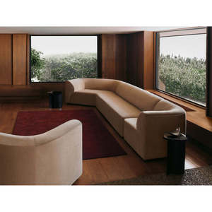Canapé d'angle extensible Arcana en cuir véritable et tissu, meubles pour salons - Product Image 3
