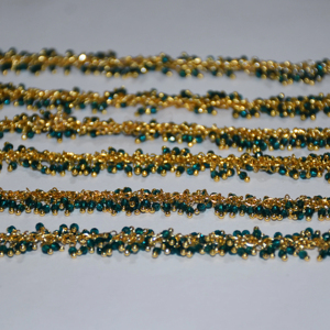 Top Quality Gold plated wire wrapped green quartz Hydro beads <b>Rosary</b> Chain, Thick <b>Rosary</b> Beaded Chain for Jewelry Finding - Product Image 4