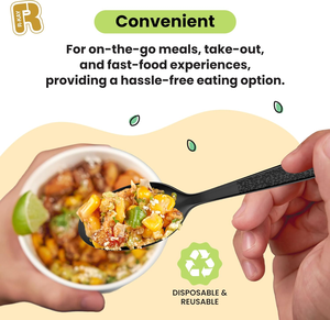 Juego de Cubiertos de Plástico Negro Resistente, Tenedores y Cucharas, Libres de BPA, Biodegradables, Ecológicos, Desechables, Resistentes al Calor, para Fiestas - Product Image 3