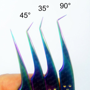 Pince à cils en acier inoxydable allemand à 90 degrés, extensions de cils en argent, pince à sourcils, beauté, maquillage, fibre pointue - Product Image 6