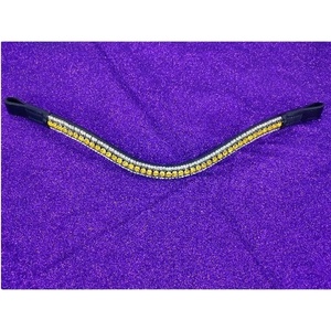 Cómoda banda para cejas de diseñador en negro, marrón, amarillo y negro con cuero cristalino de cinco filas de 8mm para montar - Product Image 2
