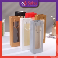 Sac en papier kraft recyclé biodégradable de luxe personnalisé 36 x 12,5 x 8,5 cm pour emballage cadeau, cosmétique, artisanat, avec poignée intégrée
