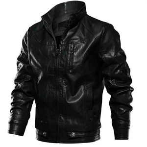 Chaqueta de cuero de motocicleta con estilo personalizado de calle alta, Vintage tela tejida de alta calidad, cuello levantado, cremallera frontal XS para otoño - Product Image 5