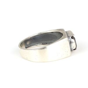 925 Sterling <b>Silver</b> Men's <b>Ring</b> with Rectangular <b>Garnet</b> Stone Bezel Setting Rhodium Plated Fine for Everyday Wear Certified IGI - Product Image 3