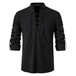 New <b>Men's</b> <b>Casual</b> Blouse Cotton Linen <b>Shirt</b> Tops <b>Long</b> <b>Sleeve</b> Tee <b>Shirt</b> Spring Autumn Slanted Placket Vintage Yoga <b>Shirts</b> - Product Image 4