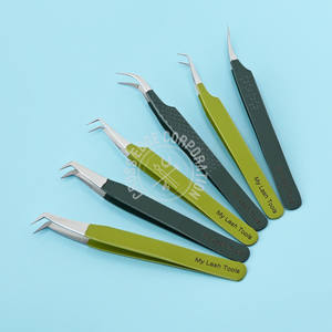 Pinzas de pestañas con punta de fibra de 45 y 90 grados, pinzas para extensiones de pestañas curvas, pinzas de Aplicación de pestañas Mega VOLUMEN DE ACERO INOXIDABLE - Product Image 6