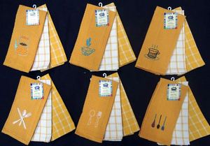 Logotipo personalizado Toalla de cocina al por mayor Diseño Tela Marca Embalaje Regalo 100% algodón Bordado Fabricante a granel - Product Image 3