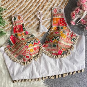 Festival Wear Seda romana con hilo y lentejuelas Bordado Blusa Fabricante y proveedor de Surat - Product Image 4