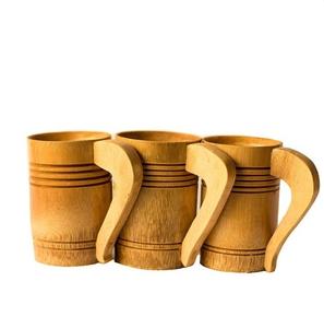 Vente en gros directe prix d'usine chope à bière style bois simulation de tonneau en bois chope à bière double paroi avec poignée - Product Image 3