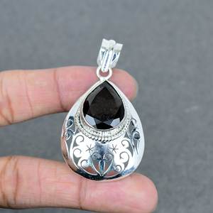 Laiton naturel plaqué argent Onyx noir à facettes en forme de poire pendentif lunette réglage pour mariages fiançailles fêtes cadeau parfait - Product Image 4