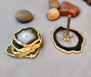 ลูกบิดตู้หินอาเกตสีฟ้าสุดหรูพร้อมชุบทองแบบดึงลิ้นชักที่หรูหราสำหรับตกแต่งห้องครัวและบ้าน - Product Image 6