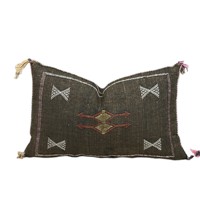 Housse de coussin berbère marocaine faite à la main, broderie géométrique, rectangle, lin et coton, décoration minimaliste pour la maison