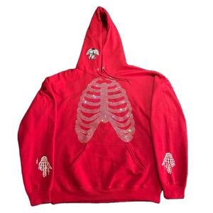 Sweat à capuche d'hiver en coton 100% de 300 g/m², surdimensionné, lourd, avec strass, vente en gros, personnalisable, taille plus, pour homme, 2026 - Product Image 1