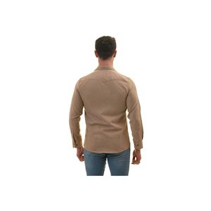 Chemise cintrée beige en coton style western à deux poches en daim - Product Image 5