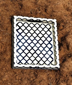 Bandeja de Servicio Decorativa, Artesanía, Diseño Rectangular/Octagonal con Incrustaciones de Hueso y Resina - Product Image 5