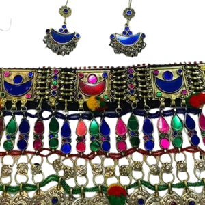 Nouveau Design Afghan Kuchi fait à la main Turquoise Antique argent plaqué ensemble de bijoux de mariage 2024 dernières femmes collier boucles d'oreilles - Product Image 4