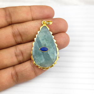 40x25mm Pendentif double pierre avec bélière Collier en cuivre galvanisé Charms Fashion Gemstone Jewelry Gift - Product Image 6