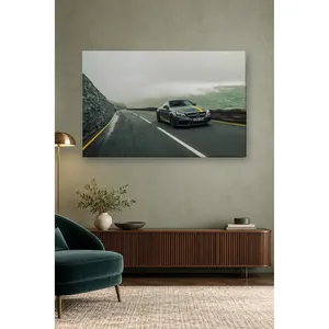 Impression sur toile Fida Matte Gray AMG sur route montagneuse brumeuse - Product Image 1