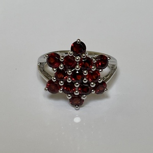 Shah Gems Women's Natural Garnet <b>Ring</b> in 925 Sterling Silver Rhodium Plated Fine Jewelry for Everyday Wear - Product Image 1