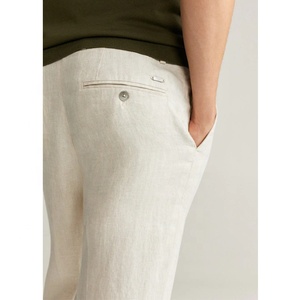 Pantalones de Hombre Plisados Beige de Moda de Alta Calidad FY, Ropa 100% Lino, Pantalones Harem para Hombre - Product Image 4