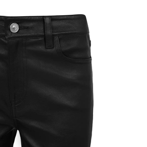 ¡Novedad de 2025! Pantalones de cuero de Material sólido de Invierno para mujer con cremallera, pantalones delanteros planos para mujer - Product Image 6