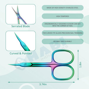 Ciseaux à cuticules pour ongles 2 pièces petits ciseaux ciseaux en acier inoxydable ciseaux à cuticules pour étiquette de peau ciseaux de manucure de couleur incurvée extra fine - Product Image 3