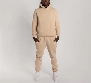 Wholesale Heavyweight Cotton Plain Sweatsuit Custom Hoodie Gym Jogger Two Piece <b>Mens</b> Tracksuits OEM <b>Pullover</b> Tracksuits for <b>Mens</b> - Product Image 2