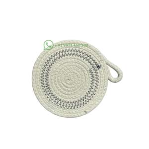 Pink table coaster 6 inches set with mat coaster made of natural cotton <b>trivet</b> - Product Image 2