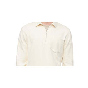 Polo da uomo Calvin Klein 100% cotone con zip a 1/4, colletto, bianco, antipiega, taglia XL, tinta unita, ricamo scuro - Product Image 2