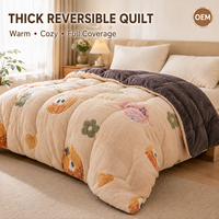 Couette Réversible en Peluche, Vente en Gros Usine, OEM ODM, Imprimée sur Mesure, Épaisse, Rembourrée en Polyester, Douce et Chaude pour Hôtels et Domicile