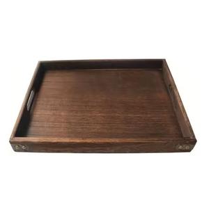 Square wooden <b>serving</b> <b>tray</b>, natural color stylish <b>with</b> <b>handles</b> perfect for cafes, decor, or gifting use - Product Image 1