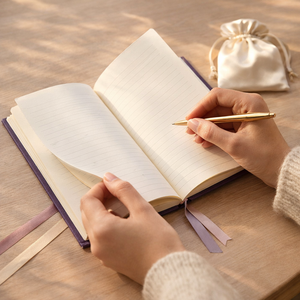 Diario LABON con Copertina Rigida in Tessuto Viola, Medaglione Mandala in Lamina d'Oro, Cerchio di Pizzo Vintage, Regalo - Product Image 2