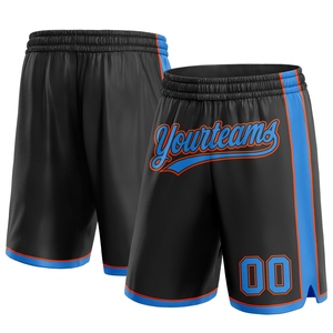 Industrie Direct Engro Sportswear Basketball Shorts Custom Black Powder Blue-Orange Authentic Basketball Shorts - Product Image 1