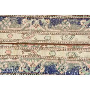 Alfombra Vintage, Alfombra Turca de 1.9x10.2 pies, Alfombra de Lana con Estampado Animal Azul - Product Image 4