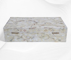 Boîte à bijoux décorative en résine antique avec incrustations, motif feuille, cadeau écologique - Product Image 3