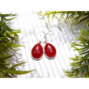 Pendientes de ágata hechos a mano bohemios para mujer, piedra preciosa cabujón rojo en plata de ley 925 elegante y de moda - Product Image 2