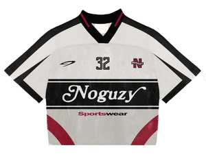 Custom Cropped Boxy Streetwear American Football Jersey Embroidered Logo Short Plus Size <b>Patchwork</b> Sublimation Mesh Streetwear - Product Image 3