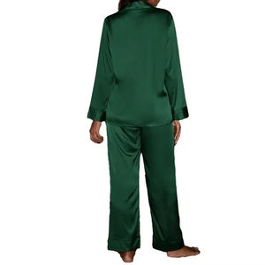 Conjunto de Pijama de Mujer de Seda 100%, Térmico, de Media Manga, Color Sólido, Transpirable, Camisón, 2026 - Product Image 2
