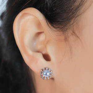 Pendientes de Plata Zarkan con Diseños Florales y Geométricos de Moda, Chapados en Oro Rosa y Oro, para Bodas, Compromisos y Fiestas, con Perlas y Diamantes - Product Image 2