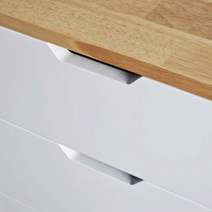 TCN68034 Natural Wood Space-Saving Mobile <b>Cabinet</b> with 4 Drawers and Wheel <b>Locking</b> Mechanism for Living Room Organization - Product Image 6