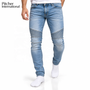 Jeans streetwear à jambe large pour hommes, denim délavé, vente en gros pour les détaillants de mode américains, marque privée - Product Image 1