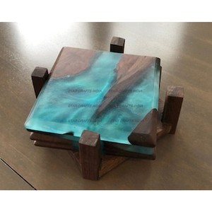 Posavasos de buena calidad de nuevo estilo, posavasos de resina epoxi de Río de madera y resina, el mejor posavasos para oficina y hogar de SCI - Product Image 3